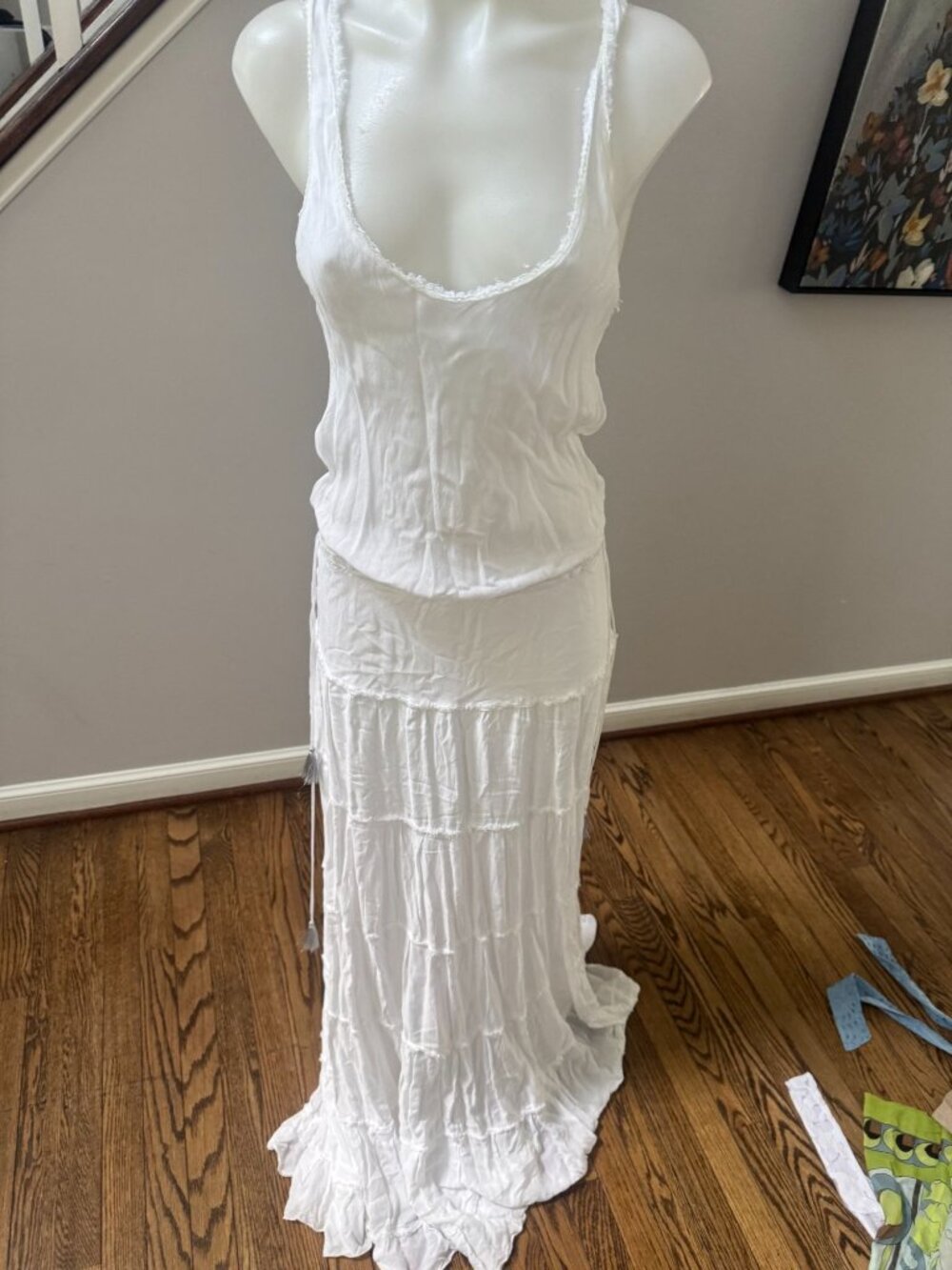 Poupette St Barth White Cotton Tank Maxi Dress Size Small - Picture 2 of 3
